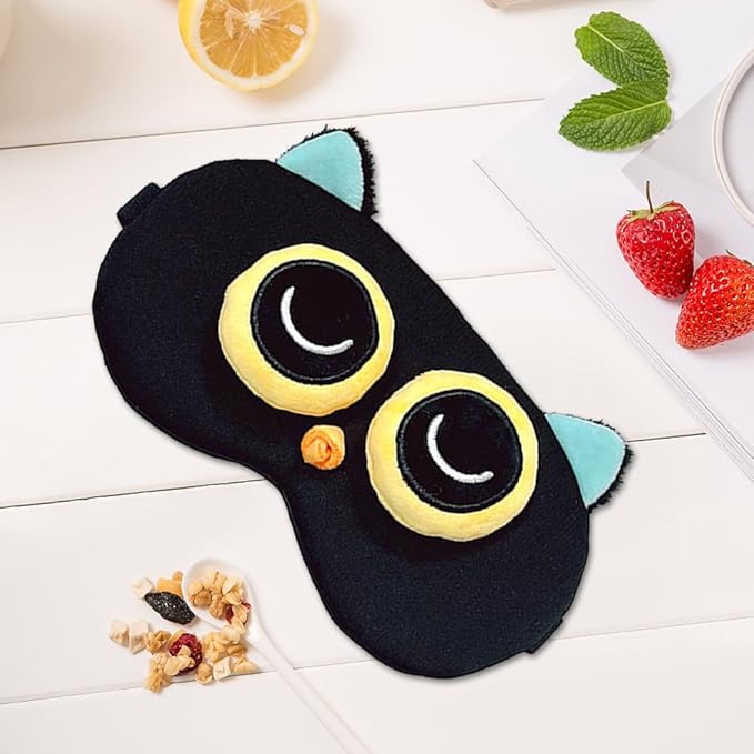 PERFECTSIGHT Owl Sleep Eye Masks, Cute Plush Sleep Eye Cover Lightweight Adjustable Eyeshade Faux Fur Mask Cover for Women Men Sleep Travel Nap-BrightBean Baby