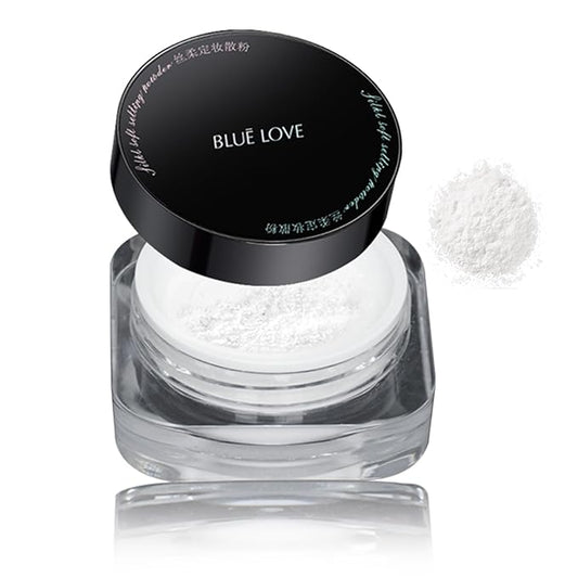 BLUE LOVE Setting Powder Makeup for Oily Skin, Oil Control Smooth Face Makeup Powder Foundation, Waterproof Setting Powder Compact, Oil Control Face Pressed Loose Powder(Transparent)-BrightBean Baby