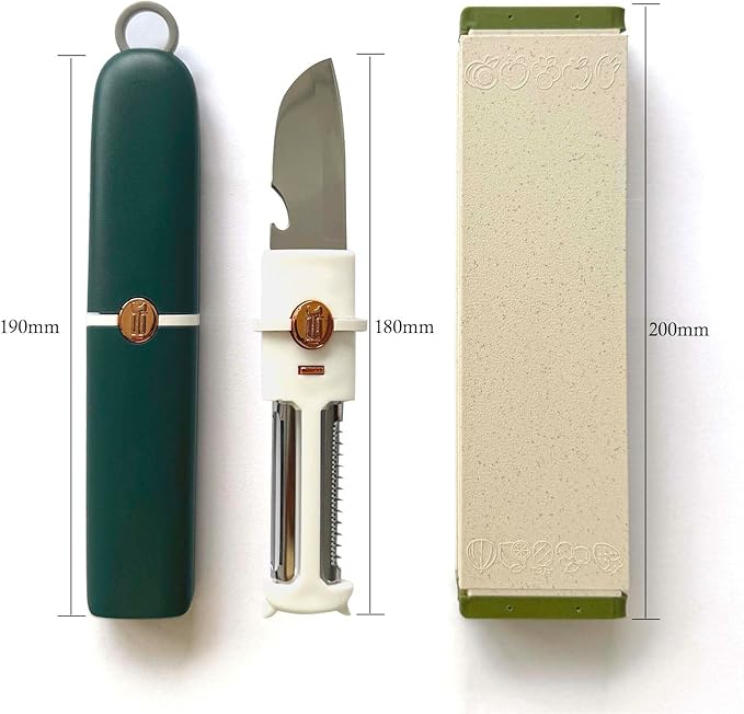 5-in-1 Small Cutting Board Set，Multifunctional Travel Stainless Steel Fruit Knife with cover，Outdoor Portable Peeling Fruit Potato Peeler for Travel, Camping, Kitchen (orange)