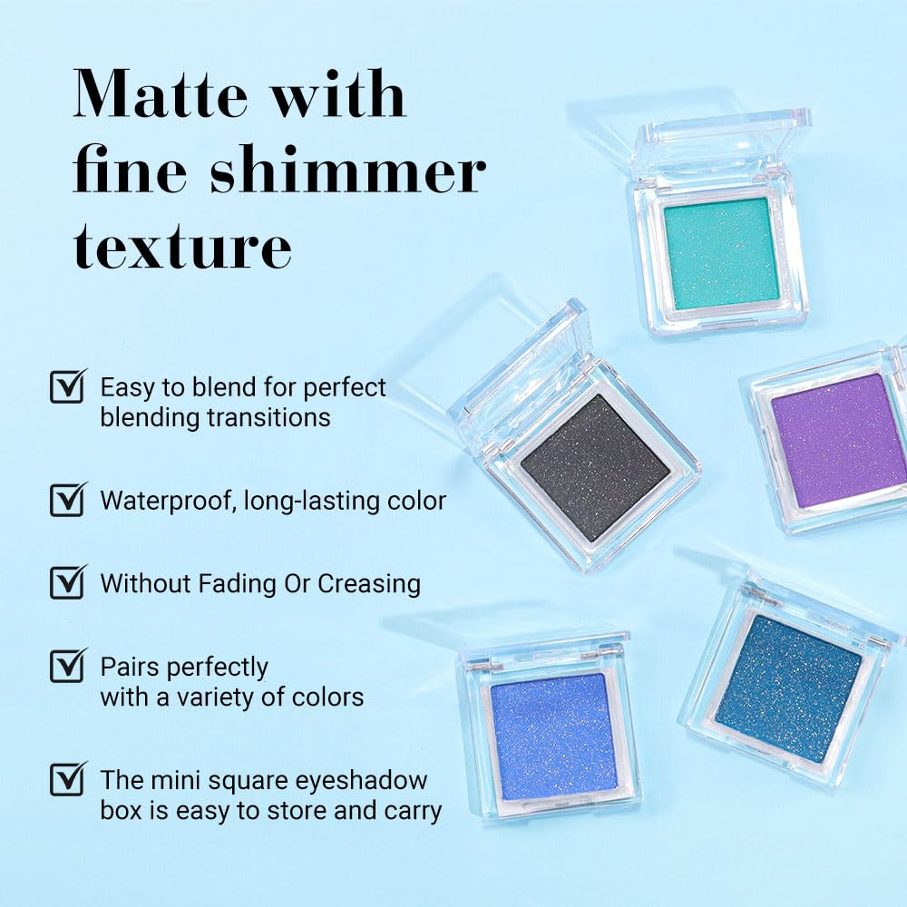 Shimmer Single Eye Shadow Palette Makeup, Mint Green Shimmer Monochrome Eyeshadow Halloween Birthday Party Wear For Green Blue Eye, Pigmented Waterproof Sombras Para Ojos-BrightBean Baby