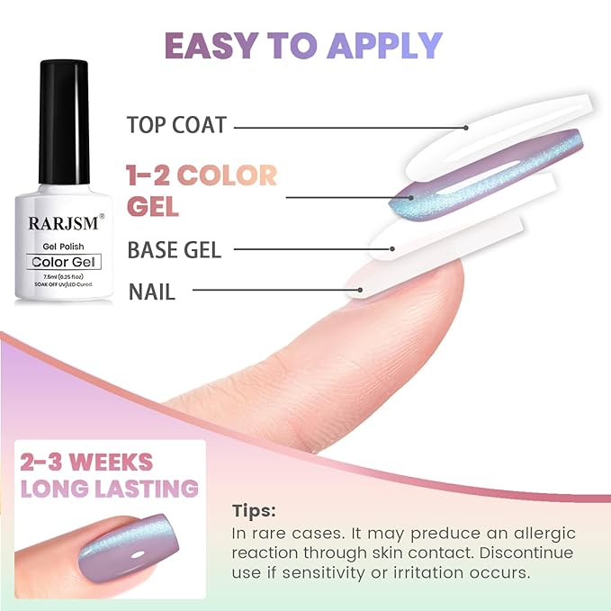 RARJSM Aurora Mermaid Cat Eye Gel Nail Polish Set 6pcs Reflective Pink Purple Green Blue Diamond Ceramic Glitter Glass Cateye Gelpolish with Magnet Stick 7.5ml Curing Requires Soak Off for Home Salon-BrightBean Baby