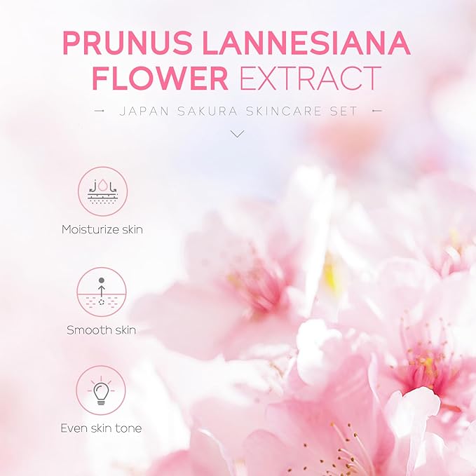 Skin Care Set JAPAN SAKURA Women Beauty Gift Sets Skin Care Kit with Cleanser, Toner, Serum, Eye Cream, Face Cream Travel Kit for Women Teen Girls Mom Daughter Birthday TSA-friendly Sizes 5pcs-BrightBean Baby