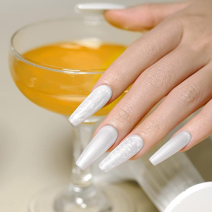 RARJSM Builder Nail Gel Polish Pearl Silver Hard Gel in a Bottle Mermaid Shell Glitter Pearlescent Thick Extension Structure Gel for Nails 15ml Soak Off Curing Requires Salon Home DIY Beginer Use-BrightBean Baby