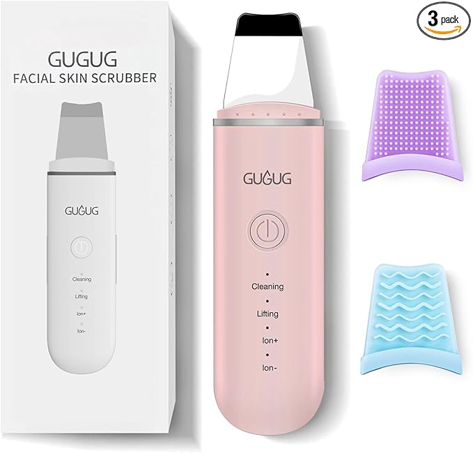 GUGUG Skin Scrubber Face Spatula Skin Spatula Pore Cleaner Blackhead Remover Tools for Facial Deep Cleansing-4 Modes, Pink-BrightBean Baby