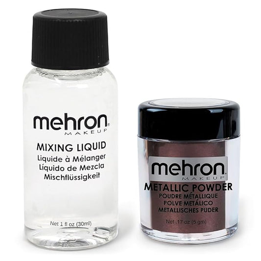 Mehron Makeup Metallic Powder (.17 oz) with Mixing Liquid (1 oz) (BRONZE)-BrightBean Baby