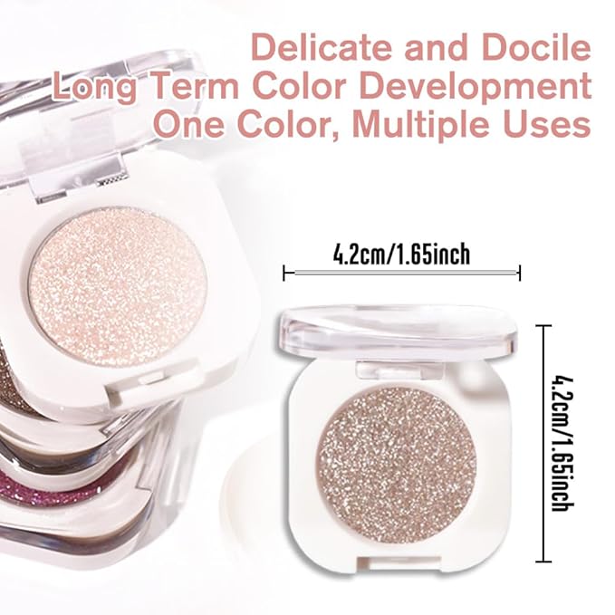 Nude Brown Single Glitter Eyeshadow Makeup, Neutral Powde Eye Shadow for Women, Nude Shimmer Singles Eyeshadow Palette Pigmented Waterproof, sombras para ojos, Girls Monochrome Eyeshadows Gift-BrightBean Baby