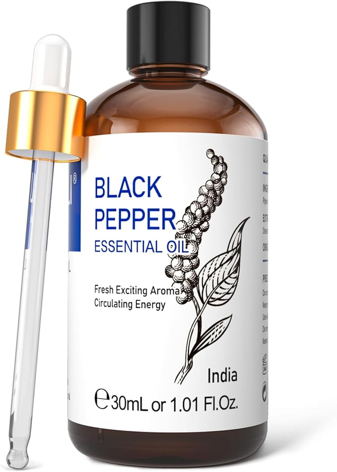 HIQILI 1 Fl Oz Black Pepper Essential Oil, 100% Pure Natural for Aromatherapy, Diffuser - 30 ML-BrightBean Baby