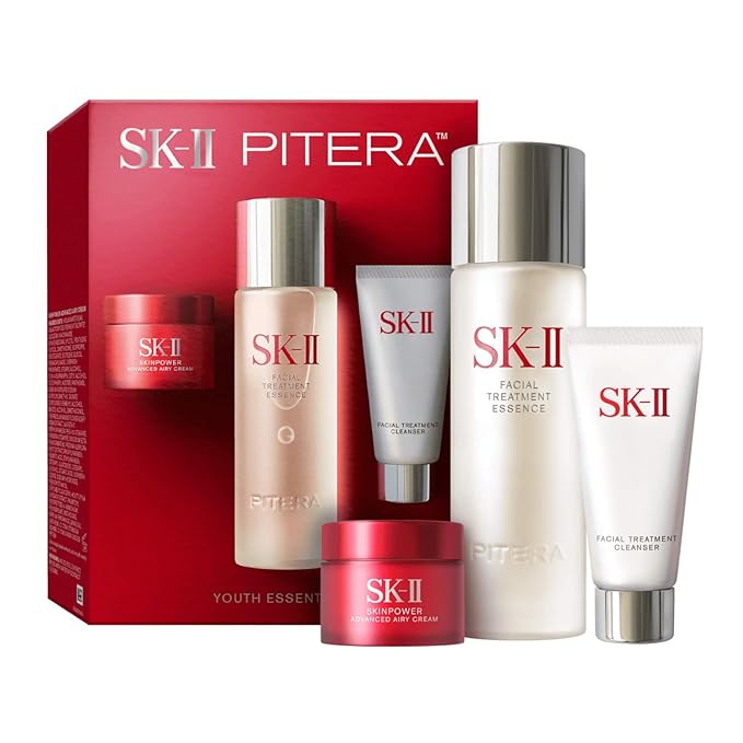 SK-II Youth Essentials Skin Care Set - Includes Facial Cleanser, Facial Essence & SKINPOWER Face Cream - Anti Aging Skin Care Set to Reduce Fine Lines & Improve Uneven Texture (3 Count)-BrightBean Baby