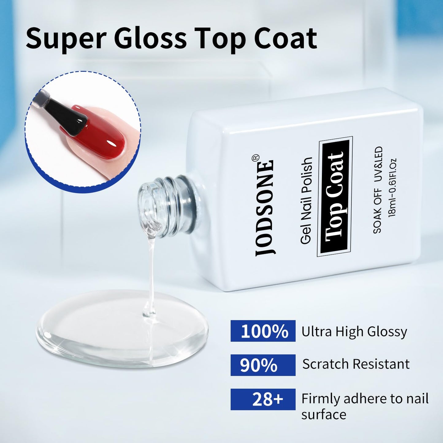 JODSONE 2 Bottles 18ml Top Coat Base Coat Gel Polish Set Compatible for Nail Salon Bright Surface, Girl Gift and At Home DIY Need U V Lamp Curing-BrightBean Baby