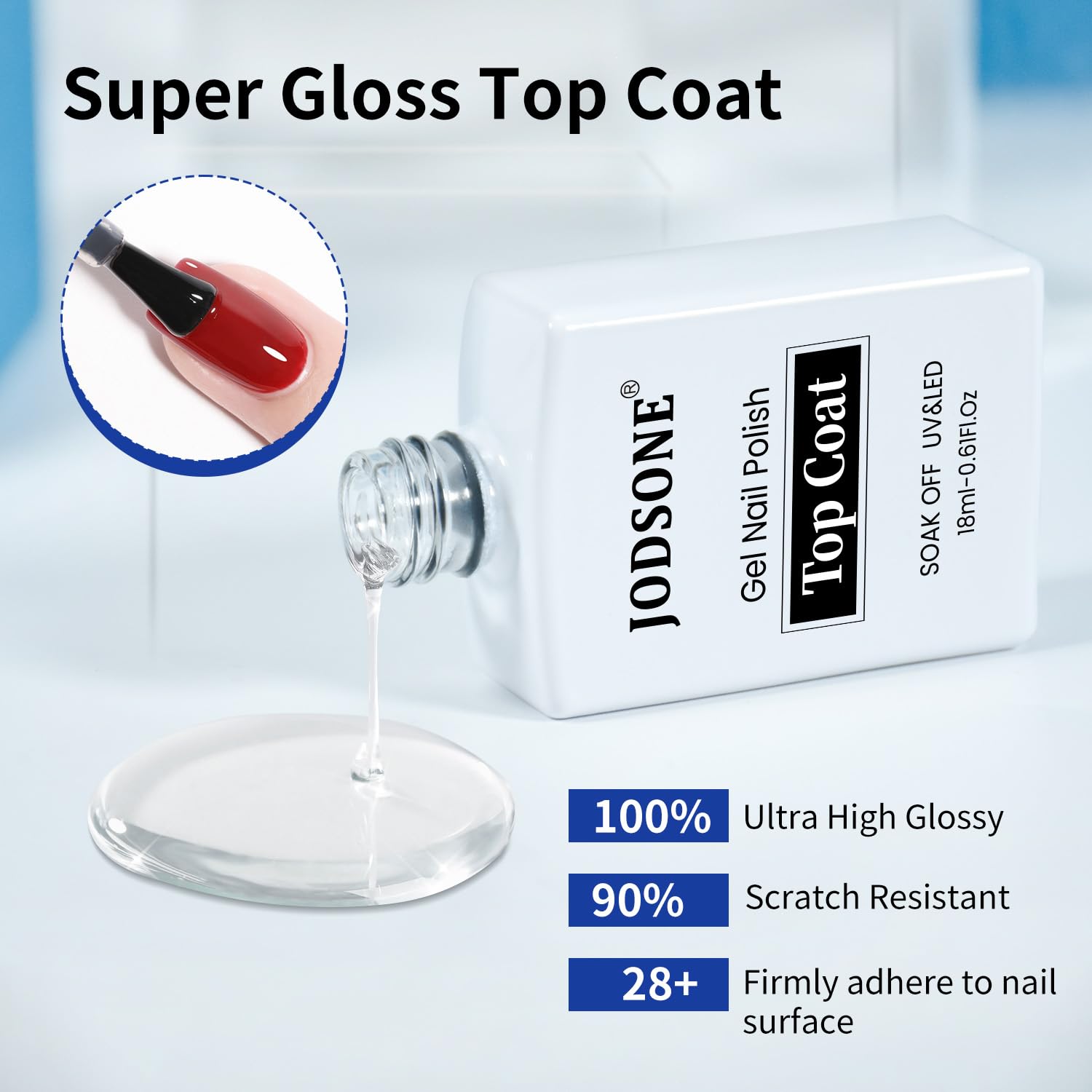 JODSONE 2 Bottles 18ml Top Coat Base Coat Gel Polish Set Compatible for Nail Salon Bright Surface, Girl Gift and At Home DIY Need U V Lamp Curing-BrightBean Baby