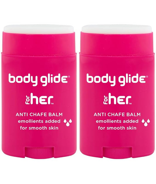 Body Glide For Her Anti Chafe Balm | Chafing stick with added emollients | Great for dry, sensitive skin and/or sensitive areas | Use on chest, bra, butt, groin, arm, and thigh chafing | 1.5oz-2pk-BrightBean Baby