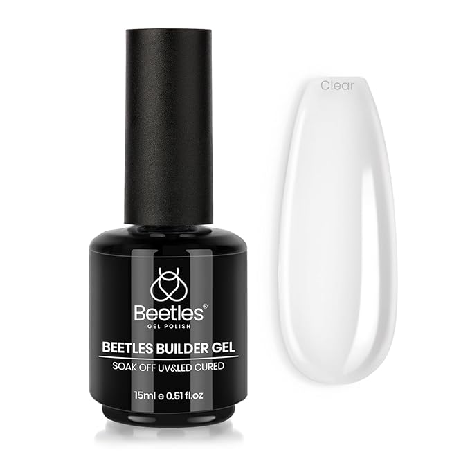 Beetles Builder Gel for Nails 0.51 OZ 8 in 1 Clear Nail Builder Strengthener Gel Enhancement Nail Gel Building Nail Apex for Beginners & DIY Salon Manicure-BrightBean Baby