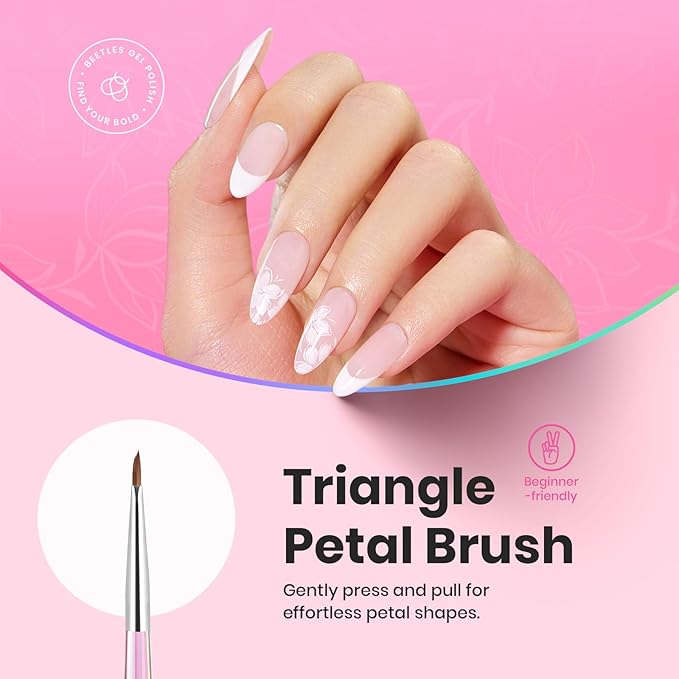 Beetles Nail Art Brushes Set for Gel Polish 3 Pcs Nail Art Design Pen and One White Painting Gel All-in-One Petal Brush Kit Flower DIY with Palette Dotting Manicure Tool Set-BrightBean Baby