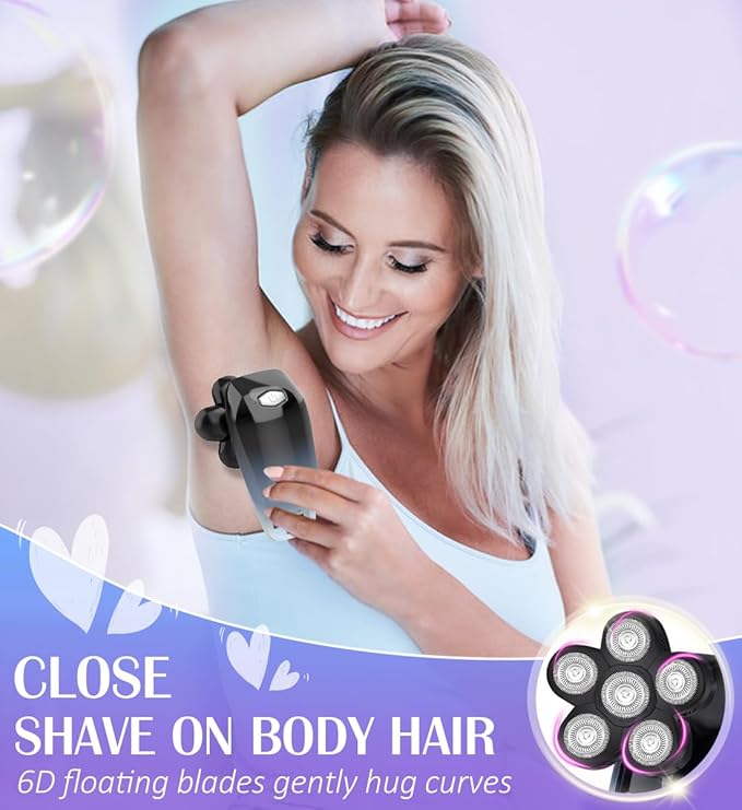 Electric Razors for Women,5 in 1 Womens Electric Leg Shaver Cordless Painless Facial Hair Removal for Arms and Underarms Bikini Trimmer,Portable and Safe Wet and Dry Use Women Shaver,White Black-BrightBean Baby