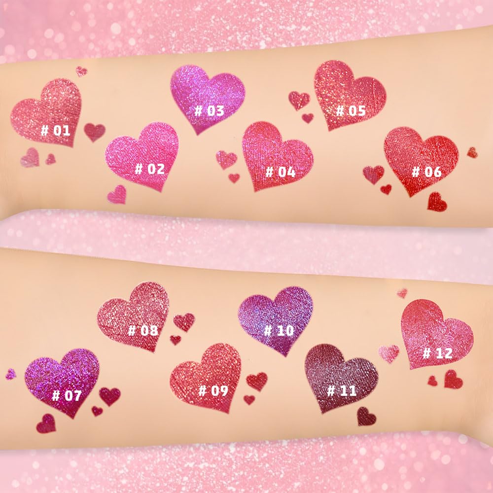 Purple Metallic Lipstick for Women,Lightweight Glitter Sparkling Liquid Lipsticks,Shimmer Lip Gloss Stain Long Lasting Waterproof Smudge Proof Non-Drying 24 Hour Full Coverage Lip Makeup,Vegan-BrightBean Baby