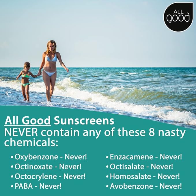All Good Baby & Kids Mineral Sunscreen Butter Stick for Face, Nose, Ears - UVA/UVB Broad Spectrum SPF 50, Coral Reef Friendly, Water Resistant, Zinc Oxide, Coconut Oil, Vitamin E (2.75 oz)(3-Pack)-BrightBean Baby