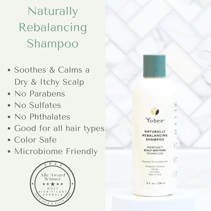 Yobee Naturally Rebalancing Shampoo | Dry, Flaky & Itchy Scalp Care with Para Probiotics, Organic Honey & Turmeric, Vitamin B12 & Oat Extracts | Dandruff & Psoriasis Relief (2 Bottles)-BrightBean Baby