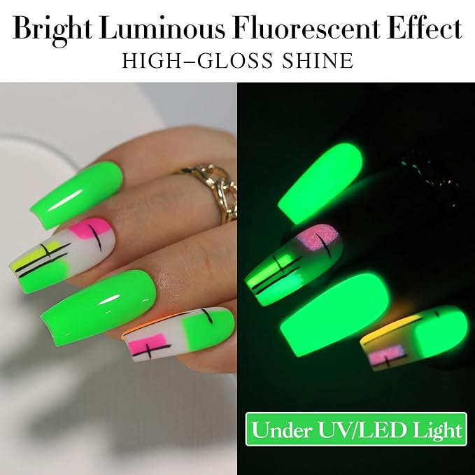 Double Rhythm Translucent Gel Polish Sheer Neutral Natural Light Milky Same Color Same Bottle 15ML Jelly UV Nail Polish Nail Art DIY at Home (Neon Glow Green-A1421)-BrightBean Baby