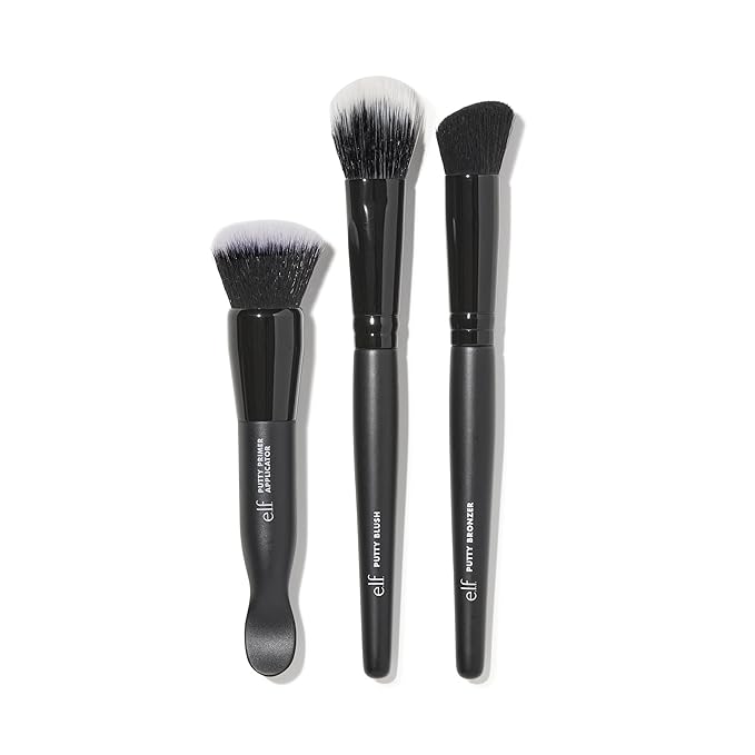e.l.f. Putty Tools Trio, Set Of 3 Face Makeup Brushes For Putty Products, Helps You Easily Blend Putty Primer, Blush & Bronzer, Vegan & Cruelty-Free-BrightBean Baby