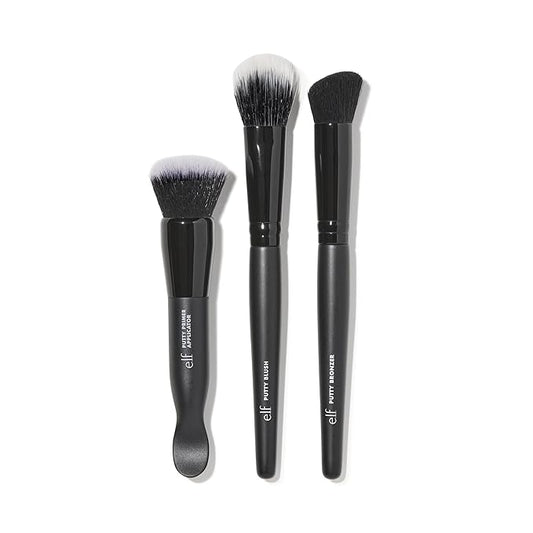 e.l.f. Putty Tools Trio, Set Of 3 Face Makeup Brushes For Putty Products, Helps You Easily Blend Putty Primer, Blush & Bronzer, Vegan & Cruelty-Free-BrightBean Baby
