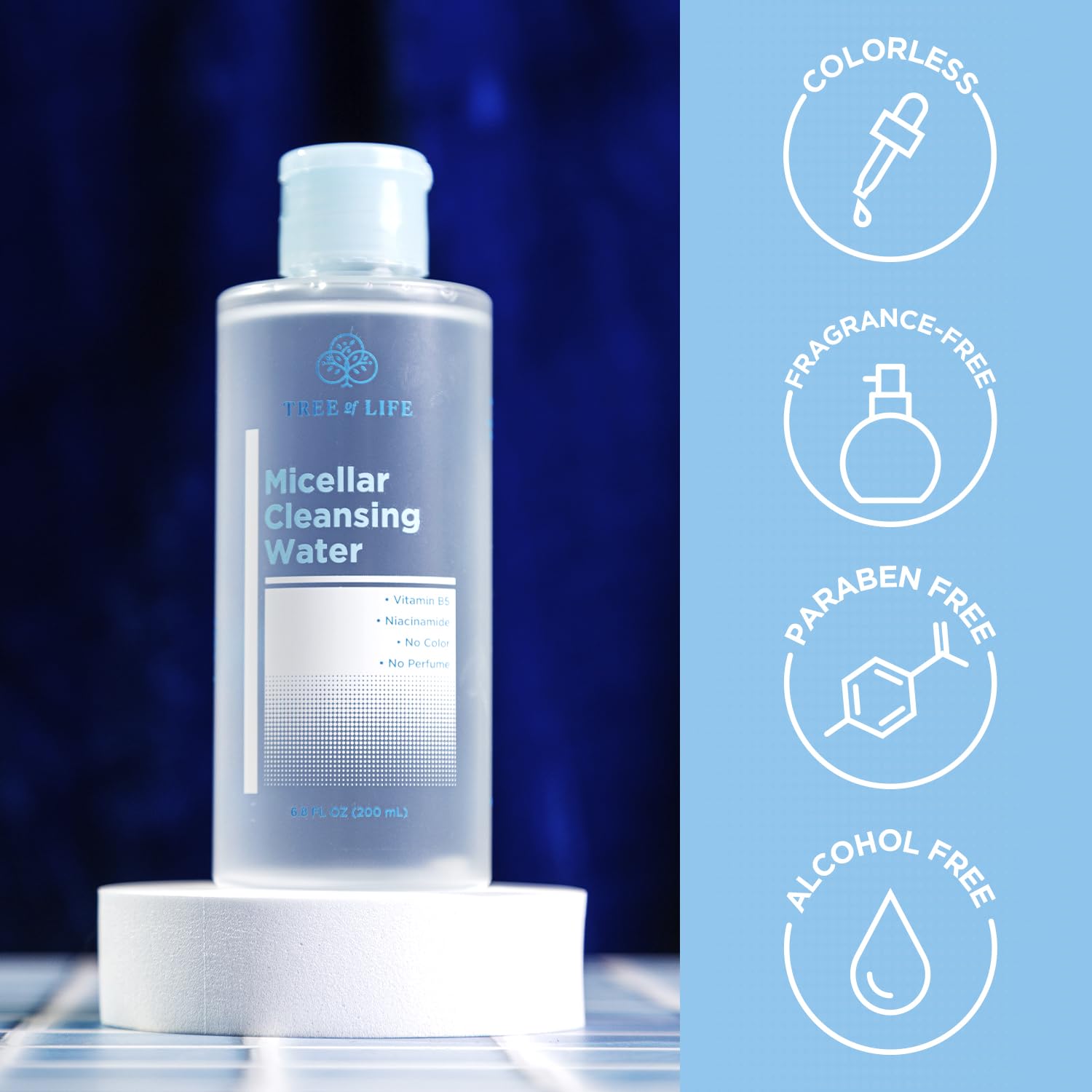Tree of Life Beauty Micellar Cleansing Water (6.8fl oz) - Micellar Water Makeup Remover with Niacinamide, Vitamin B5, Glycerin - Eye Makeup Remover Liquid, No Rinse Needed-BrightBean Baby