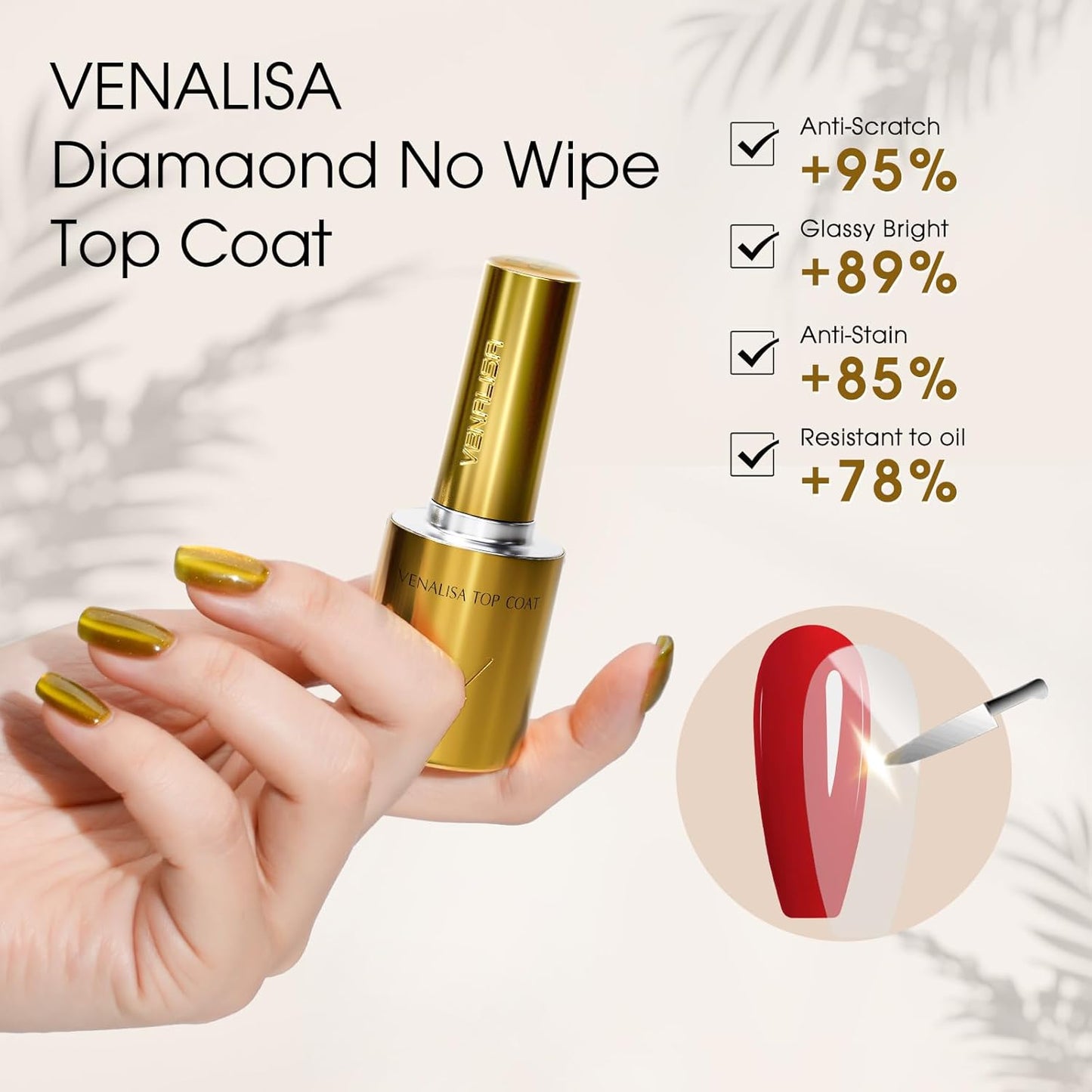 VENALISA 2 Pcs No Wipe Gel Top Coat and Base Coat Set- High Gloss Shiny Base Top Coat Gel Nail Polish Kit, Soak Off Nail Art Home and Professional Manicure-BrightBean Baby