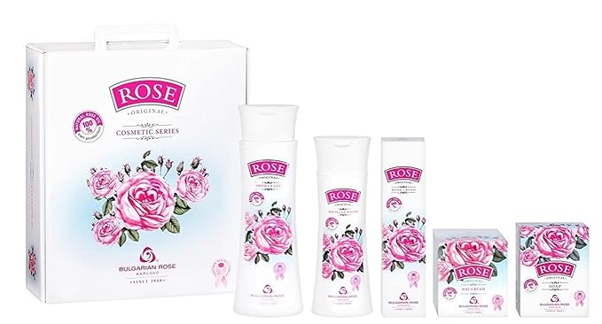 Bulgarian Rose 5 Piece Gift Set with Bulgarian Natural Rose Soap, Rose Body Wash, Rose Hand Cream, Rose Day Face Cream, Rose Micellar Water-BrightBean Baby