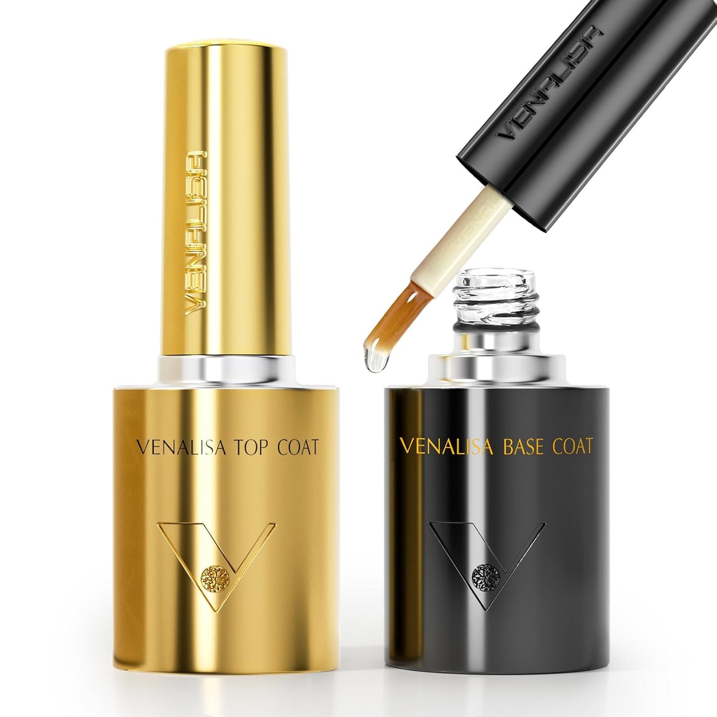 VENALISA 2 Pcs No Wipe Gel Top Coat and Base Coat Set- High Gloss Shiny Base Top Coat Gel Nail Polish Kit, Soak Off Nail Art Home and Professional Manicure-BrightBean Baby