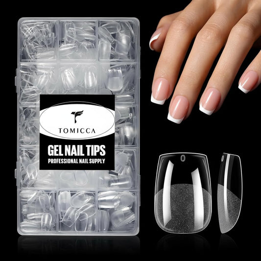 TOMICCA Extra Short Coffin Nail Tips Acrylic Nails 240Pcs Acrylic Nail Kit Pre-shape Full Cover Clear Nails For Nail Extension Home DIY Salon 15 Sizes Gel Nails-BrightBean Baby