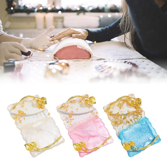 Resin Nail Art Palette, Nail Art Painting Palettes with Nail Palette Stirring Rod Gold Edge Nail Holder Nail Art Display Board Fashion Delicate Nail Tool Accessories, Type 4-BrightBean Baby