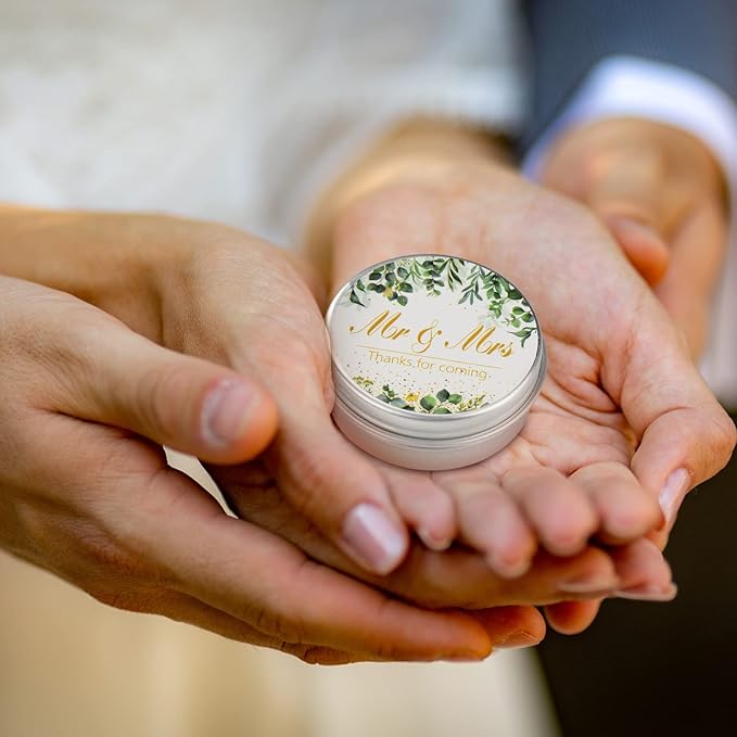 40 Pieces Bridal Shower Lip Balm Bulk Wedding Favors Lip Balms Mr and Mrs Thanks for Coming Wedding Party Gift for Guest Girl Bride Women Travel Birthday, 0.34 Oz, White (Eucalyptus Style)-BrightBean Baby