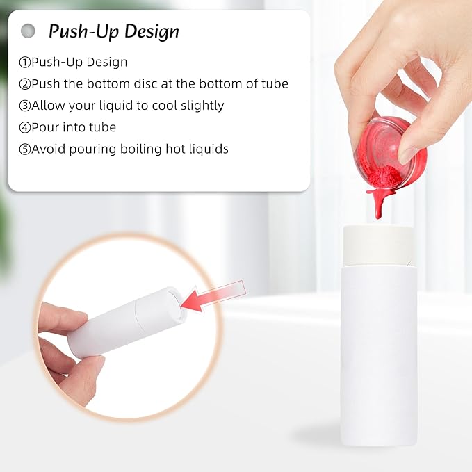 NICENEEDED 10 Pcs Paperboard Lip Balm Tubes, White Paper Lipstick Tube, Cardboard Empty Lip Gloss Container Solid Perfume Tube Cosmetic Box for DIY Lip Gloss Balm Chapstick-BrightBean Baby