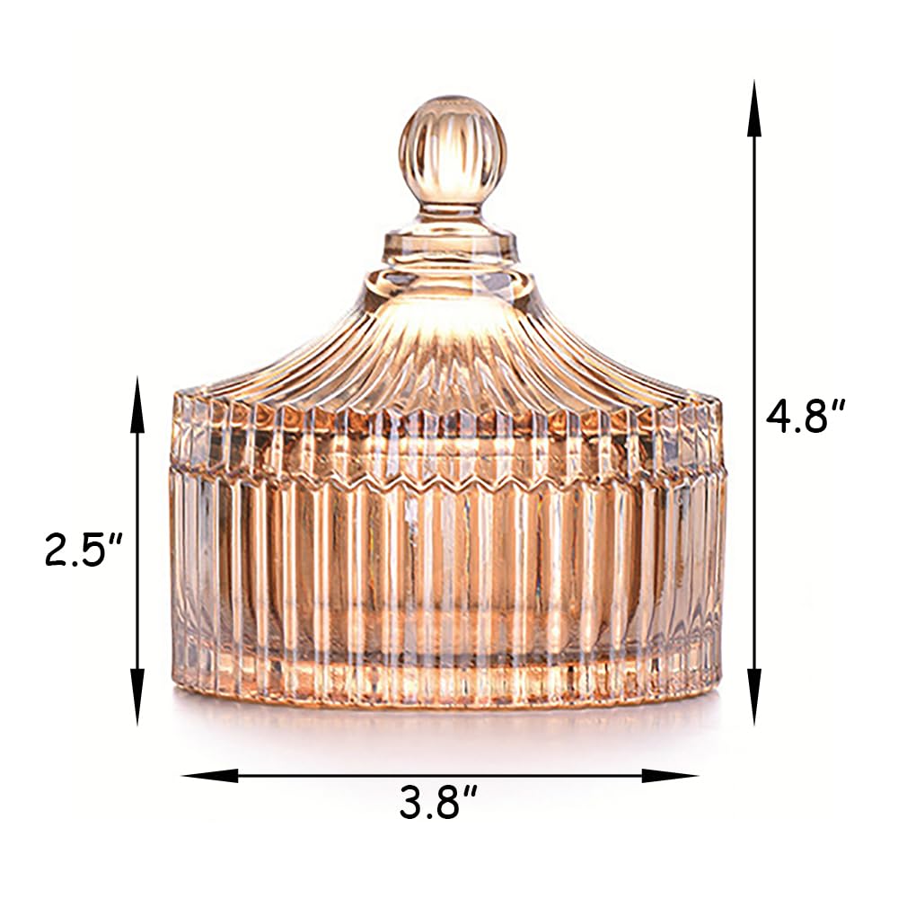 Ultra Soft Powder Puff and Container 3.3" High Density Velvet Dusting Washable Reusable Powder Puff,Body Powder Puff and Glass Jar Holder Loose Powder Box with Puff for Face Makeup(Amber)-BrightBean Baby