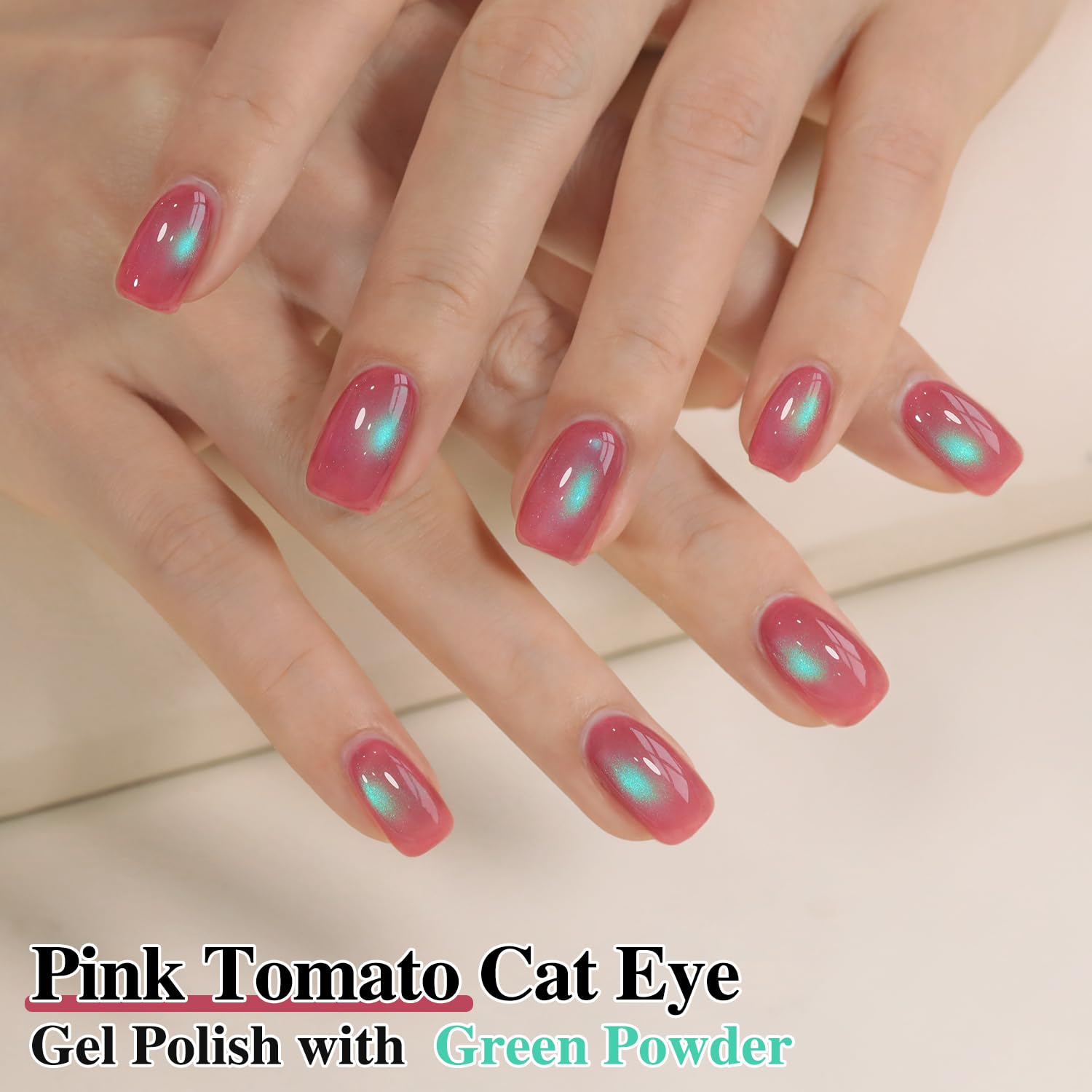 Double Rhythm Jelly Glass Cat Eye Gel Polish with Magnet 15ML Holographic Glitter Shimmer Translucent Sheer Color Magnetic Nail Polish Salon DIY at Home (Pink Teal-MC1267)-BrightBean Baby