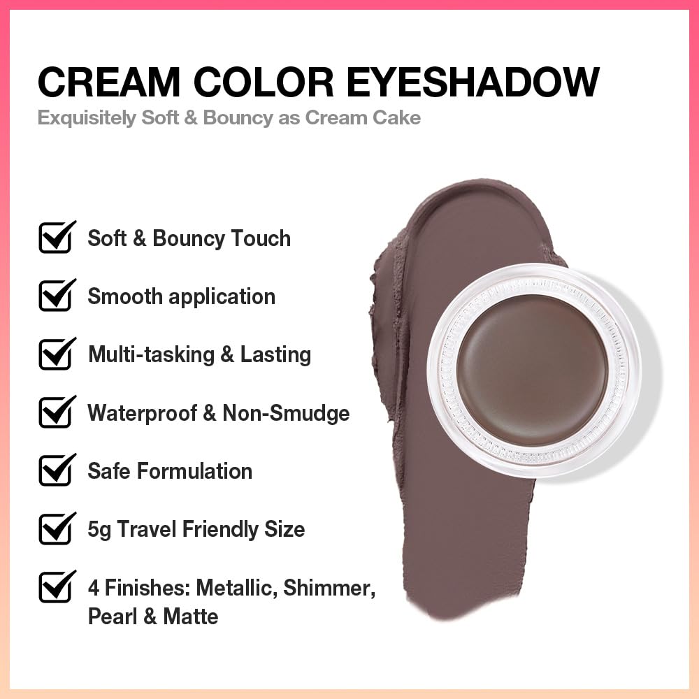 Kaely Single Cream Eyeshadow Pot, Chocolate Matte Eye Shadow for Older Women High Pigmented Waterproof, Natural Eyeshadow Palette Makeup Brightener, sombras en crema para ojos, Blendable, 720-BrightBean Baby