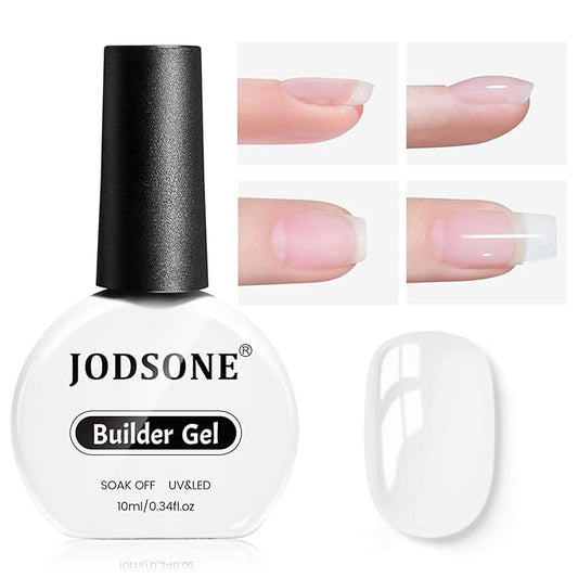 JODSONE Clear Builder Gel for Nails 10ml, Nail Strengthener Gel for Nail Apex, Extensions, Repairing, Thickening, Hard Gel Polish Needs Nail Lamp Curing, DIY Salon Nail Art-BrightBean Baby