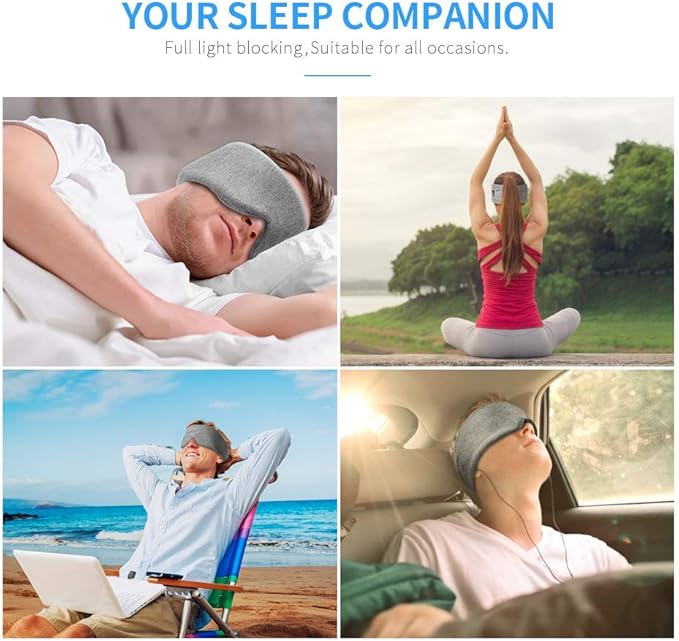 FRESHME Cotton Sleep Eye Mask for Men - Upgrade Design Blackout Side Sleeper Eyes Cover for Night Sleeping, Large Size Wide Soft Travel Airplane Blindfold with Adjustable Velcro Strap for Work Nap-BrightBean Baby