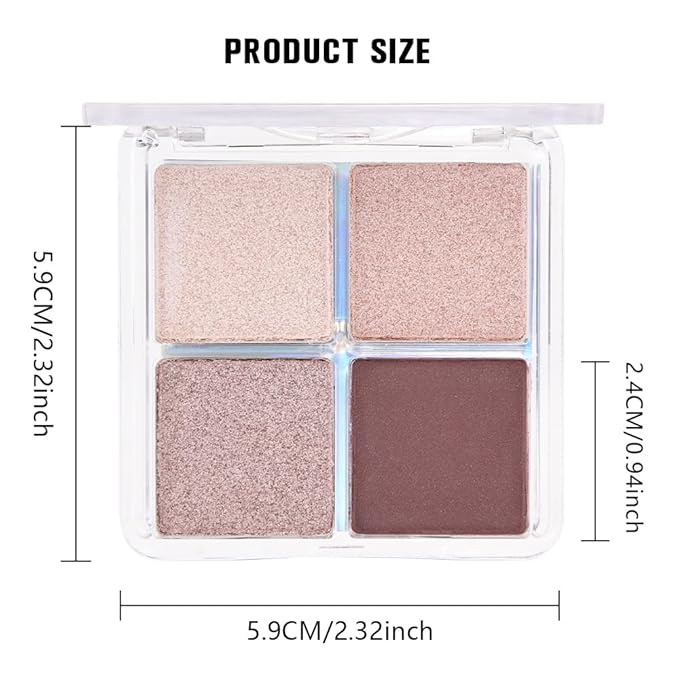 4 Colors Dark Brown Champagne Rose Gold Eye Shadow Powder Palette Makeup, Neutral Matte Shimmer Cream Quads Eyeshadow Palette for Women Highly Pigmented Waterproof, paleta de sombras de ojos 11-BrightBean Baby