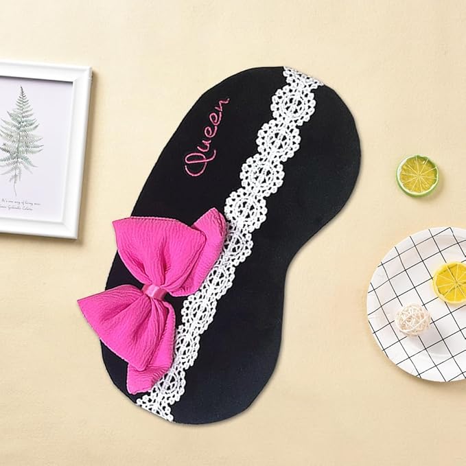 PERFECTSIGHT Bow Sleep Eye Masks, Cute Plush Sleep Eye Cover Lightweight Adjustable Eyeshade Faux Fur Mask Cover for Women Men Sleep Travel Nap-BrightBean Baby