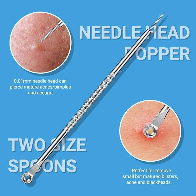 TsMADDTs Blackhead Remover Tools, Ingrown Hair Tweezers, Pimple Popper Tool Kit, Blackhead Extractor, Eyebrows Tweezers for Women Facial Hair Razors-BrightBean Baby