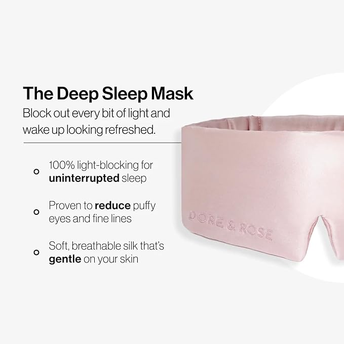 Dore & Rose Deep Sleep Mask Light Blocking, 23 Momme Mulberry Silk Eye Mask, Ultra Soft, Adjustable - Travel Sleeping Mask for Men & Women - Lotus-BrightBean Baby