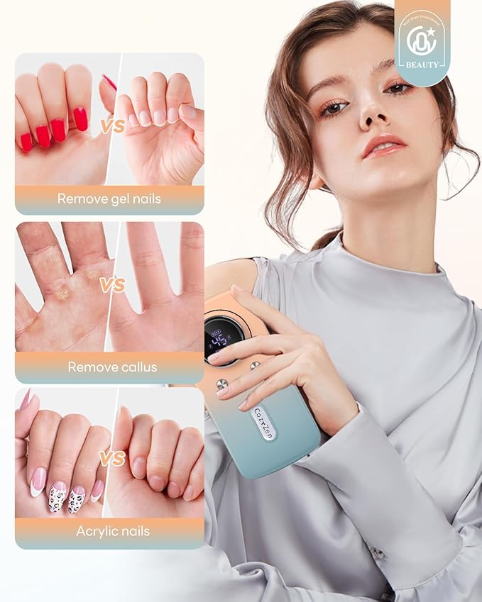 CozyZen Cordless Nail Drill Professional: 45000 RPM Rechargeable Electric Nail File Kit, Portable & Low Noise for Acrylic, Gel Nails, Manicure & Pedicure - Salon & Home Use-BrightBean Baby