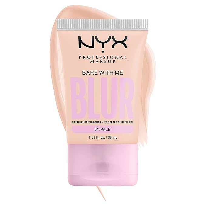NYX PROFESSIONAL MAKEUP Bare With Me Blur Skin Tint Foundation Make Up with Matcha, Glycerin & Niacinamide - Pale-BrightBean Baby