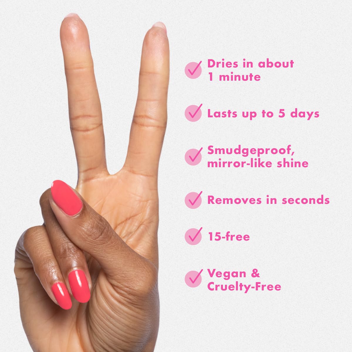 Olive & June Quick Dry Nail Polish | Instant Fast-Drying Smudgeproof Color | 15-free Vegan Cruelty-Free Formula | Lasts up to 5 Days | Salon-Quality Manicure Pedicure at Home |Pomodoro Tomato Red-Pink-BrightBean Baby