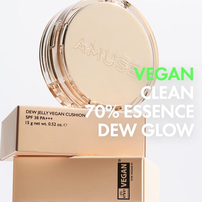 AMUSE Dew Jelly Vegan Cushion Foundation 1.5 CLEAR | dewy, glow, long-lasting, double coverage, clean beauty, lightweight, natural look, foundation for sensitive skin, hydrating cushion-BrightBean Baby