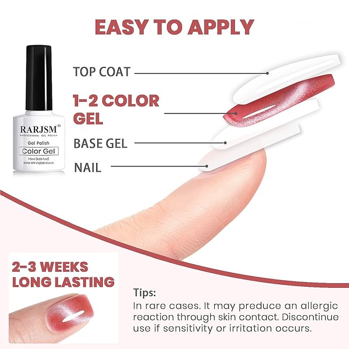 RARJSM Cat Eye Gel Nail Polish Set Silver Glitter Nude Purple Pink Red Champagne Gold Brown 6 Colors 9D Galaxy Velvet Ice Jelly Gel Polish with Magnet Stick UV LED Curing Requires Soak Off Home Salon-BrightBean Baby