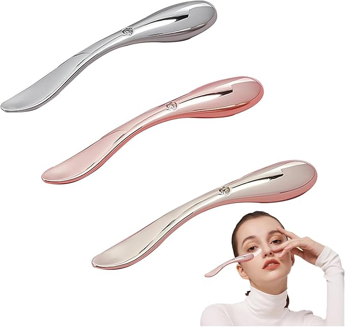 NIIIYTYB3 Pcs Eye Cream Applicator Tool Metal Eye Massager Wand 2 in 1 Zinc Alloy Roller for Under Eye Face Applicator Moisturizer Wand Stick with Spatula Mini Skincare Cosmetic Spatulas-BrightBean Baby