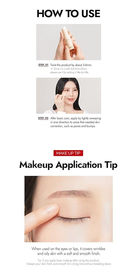 MERYTHOD PORE-CHAK Stick Primer Erasing Mattifying Hard Primer Stick, Filttered Effect, Easy Stick Type, Uneven&Pore Cover 0.4oz-BrightBean Baby