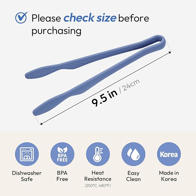 carrotez Silicone Tongs for Cooking, Anti-Slip,Non-Scratch Kitchen Tongs 9.5 inch Silicone Tongs 1Pack - Blue