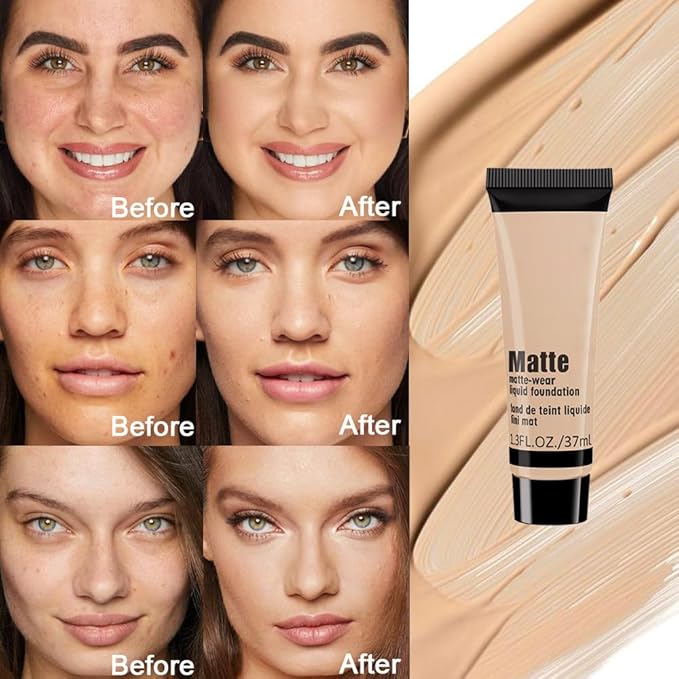 1 Pack Liquid Foundation Cream for Face Makeup,Durable Full Coverage Matte Concealer Make Up,Oil Control & Waterproof Base Primer -1 Fl.Oz (BEIGE 7#)-BrightBean Baby